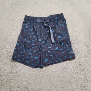 The North Face Shorts Mens Small Blue Outdoors All Over Print‎ Belted Stretch